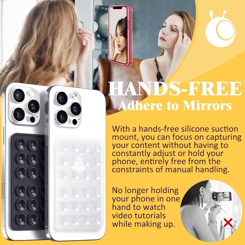 PKYAA Anteel Silicone Suction Phone Case Adhesive Mount, Upgraded Super Strong Grip, Durable, Easy to Use, Hands-Free Sticky Phone Holder for Selfies, Tiktok Videos, 2.56"x3.94" (Light Pink) - Image 4